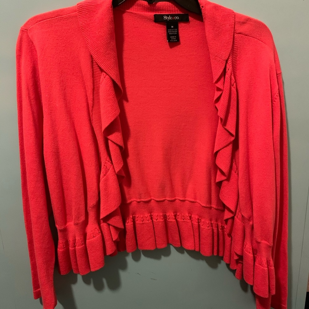 Orange cropped cardigan